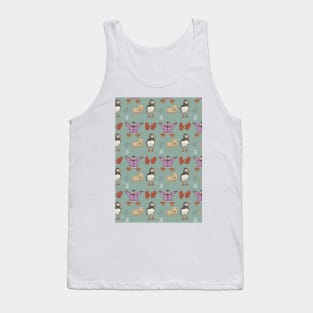 Winter Puffin Fun Pattern Tank Top